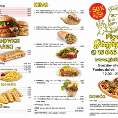 Menu Pizzerii Giuseppe: burgery, kebab, tosty, frytki i fast food. Zamów pyszny kebab Giuseppe!