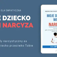 Ebook "Moje dziecko woli narcyza" o tym, gdy ojciec nastawia dziecko przeciwko matce. Ilustracja ojca z dzieckiem.