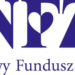 Logo Narodowego Funduszu Zdrowia (NFZ). Symbol serca w literze "F" nawiązuje do troski o zdrowie i refundacji NFZ.