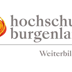 Logo der Fachhochschule Burgenland mit abstraktem Symbol und Schriftzug "Weiterbildung".