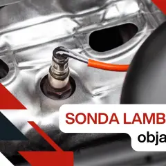 Sonda lambda zamontowana w silniku samochodu, z widocznymi przewodami.