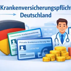 Krankenversicherungspflicht in Deutschland: Gesetzliche und private Krankenversicherungskarten, Arzt, Münzen, Erste-Hilfe-Kasten. Wie lange darf man ohne krankenversicherung sein?