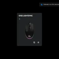 Myszka Logitech G102 LIGHTSYNC z kolorowym podświetleniem, widoczna w aplikacji Logitech G HUB.