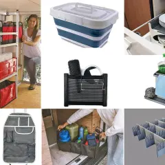 Astuce rangement vêtement camping-car : étagères, boîtes pliantes, organisateurs de coffre et diviseurs de tiroirs pour optimiser l'espace.