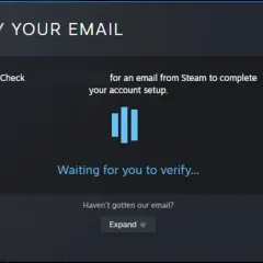 Ekran weryfikacji email Steam. Jeśli zapomniałeś jak zrestartować hasło na Steam, sprawdź swoją skrzynkę odbiorczą.