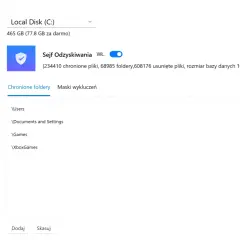 Program Disk Drill pokazuje, jak odzyskać usunięte pliki z komputera. Widoczny jest dysk C: oraz opcje ochrony danych.