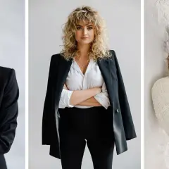 Trzy kobiety w eleganckich stylizacjach, idealny makijaż biznesowy do zdjęć.