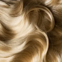 Ondas doradas y rubias de pelo sedoso, con reflejos de luz que resaltan su brillo y suavidad.