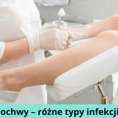 Lekarz w białej rękawiczce wykonuje badanie ginekologiczne. Obraz ilustruje zapalenie pochwy przyczyny i różne typy infekcji intymnych.