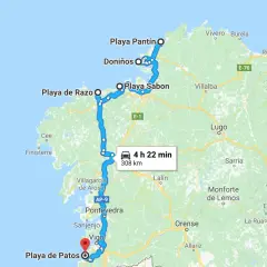 Ruta por las playas de surf de Galicia: de Playa de Patos a Playa Pantín, 308 km.
