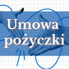 Dwie dłonie symbolizujące umowę pożyczki, otoczone niebieską pętlą.