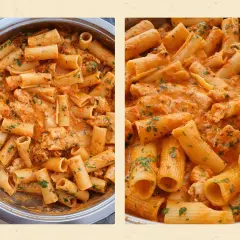 Prosty przepis na makaron penne z kurczakiem w sosie pomidorowym