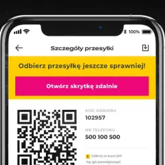 Aplikacja InPost pokazuje kod odbioru 102957 i numer telefonu 500 100 500. Możesz kliknąć w kod QR, by go powiększyć i dowiedzieć się, jak przedłużyć odbiór paczki InPost.
