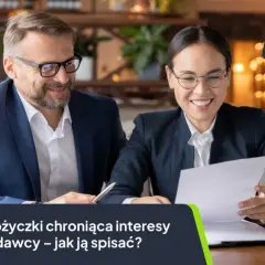 Uśmiechnięci ludzie omawiają umowę pożyczki pieniędzy. Zapewnij sobie bezpieczeństwo finansowe.