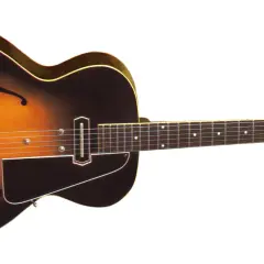 Klasyczna gitara elektryczna z wycięciami w kształcie litery "f", z przetwornikiem i kluczami. Może to być pierwsza gitara elektryczna, która rozpoczęła rewolucję w muzyce.