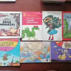 Książki dla dzieci PRL: "Żółte chodaczki", "Legendy warszawskie", "Kwiatki Małgorzatki", "Dmichawiec", "Podróże małe i duże", "Niezwykłe przygody kropelek wody", "Bajki i legendy opowieści".