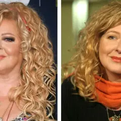Magda Gessler młoda, z burzą blond loków i charakterystycznym makijażem, uśmiecha się do obiektywu.