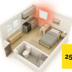 Ogrzewacz ścienny efektywnie ogrzewa pokój o powierzchni 25 m².
