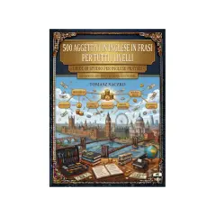 Copertina libro "500 aggettivi in inglese in frasi", con Londra sullo sfondo. Utile per imparare aggettivi in inglese con la l.