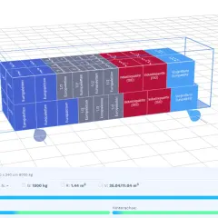 Simulation zeigt, wie viel Lademeter ein LKW hat. 7.4 LDM sind belegt, 0.6 LDM sind frei.