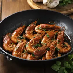 Gamberoni in padella, dorati e profumati, pronti per essere gustati. Un piatto semplice ma ricco di sapore.