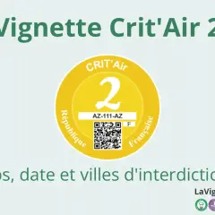 Vignette Crit'Air 2, essentielle pour circuler à Paris. Ce macaron indique la classification environnementale d'un véhicule.