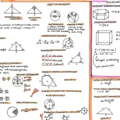 Planimetria wzory ściąga: figury geometryczne, twierdzenia (sinusów, cosinusów, Talesa), wzory na pole i obwód, kąty w okręgu, stereometria.