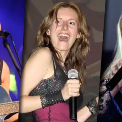 Trzy wokalistki na scenie, każda z mikrofonem. Wśród nich widać **varius manx utwory** w wykonaniu artystek.