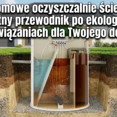 Przekrój przydomowej oczyszczalni ścieków pokazujący jej działanie w gruncie.