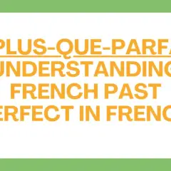 Grafika z tekstem "Le Plus-Que-Parfait" i zegarem.