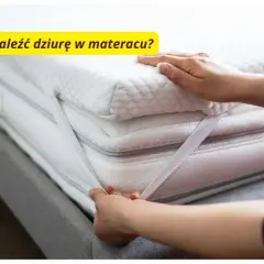 Ręka sprawdza materac, szukając odpowiedzi na pytanie: jak znaleźć dziurę w materacu dmuchanym.