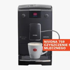 Nivona 759 z mleczną pianką, gotowa do czyszczenia spieniacza.