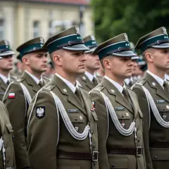 Żołnierze w mundurach prezentują swoje stopnie w wojsku.