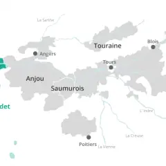 Carte des régions viticoles de la Loire, mettant en évidence le vignoble nantais et le Muscadet.