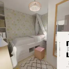 Ein gemütliches kleines Kinderzimmer einrichten: Bett mit Stauraum, Schreibtisch, Spiegel und Wanddeko.