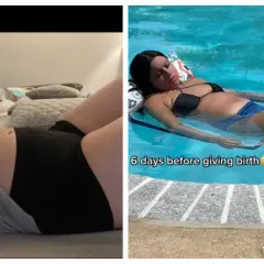 La gravidanza criptica: pancia a 6 mesi e poi, 6 giorni prima del parto, rilassata in piscina.