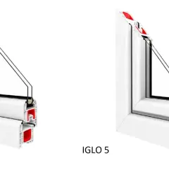 Porównanie profili okien Drutex Iglo 5 Classic i Iglo 5. Widok przekroju profili okiennych.