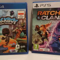 Dwie gry: Sackboy: Wielka Przygoda (PS4) z informacją o aktualizacji na PS5 oraz Ratchet & Clank: Rift Apart (PS5). Czy gry z PS4 działają na PS5? Tak, Sackboy to potwierdza!