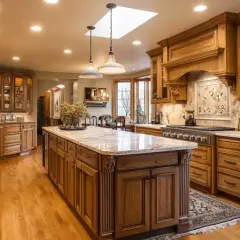 A bright kitchen with oak cabinets. Learn how to make oak kitchen cabinets look modern with updated hardware and a fresh countertop.