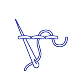 Ago e filo blu creano un punto nodato, ideale per i tuoi punti ricamo per riempire.