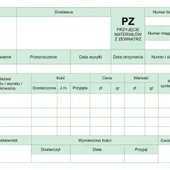 Formularz PZ - przyjęcie materiałów z zewnątrz. Dokumenty magazynowe do wypełnienia.