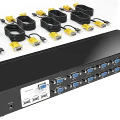 KVM Switch do zarządzania wieloma komputerami. Pokazuje, jak połączyć dwa laptopy i inne urządzenia do jednego monitora i klawiatury.