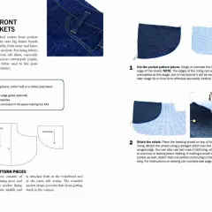 Free jeans sewing pattern for regular front pockets. Includes supplies and pattern pieces for a professional finish.