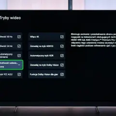 Ustawienia trybów wideo na telewizorze Samsung S90D: zmienna częstotliwość odświeżania, 4K, HDR i Dolby Vision dla płynnej gry.