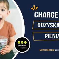 Chłopiec z otwartymi ustami trzyma słoik z pieniędzmi. Napis: Chargeback - odzyskaj swoje pieniądze.