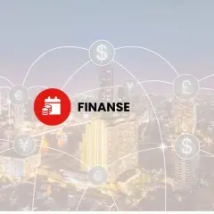 Sieć finansowa z symbolami walut i tekstem "FINANSE". Broker kto to? To pośrednik w transakcjach finansowych.