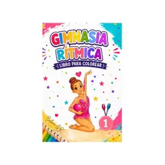 Ilustración de gimnasia rítmica para colorear. Una niña con traje brillante sostiene una pelota rosa, lista para crear arte.