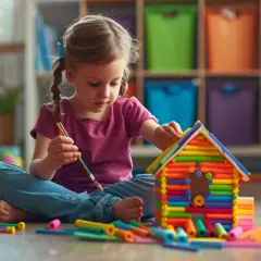 Domek z Patyczków: Krok po Kroku - Twórz Zabawne Konstrukcje!