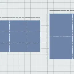 Two blue rectangles on a grid. One is 3x2 units, the other is 2x2 units, illustrating how big is a square foot.