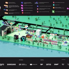 Mapa festiwalu ZORZA Poznań z zaznaczonymi punktami: parkingi, gastronomia, punkty medyczne, strefy VIP i inne.